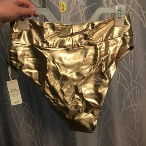 High waisted gold metallic bikini bottom
